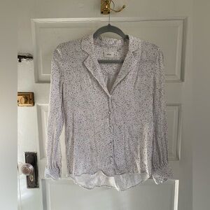 Wilfred Cream Floral Button-Up Blouse Size XS